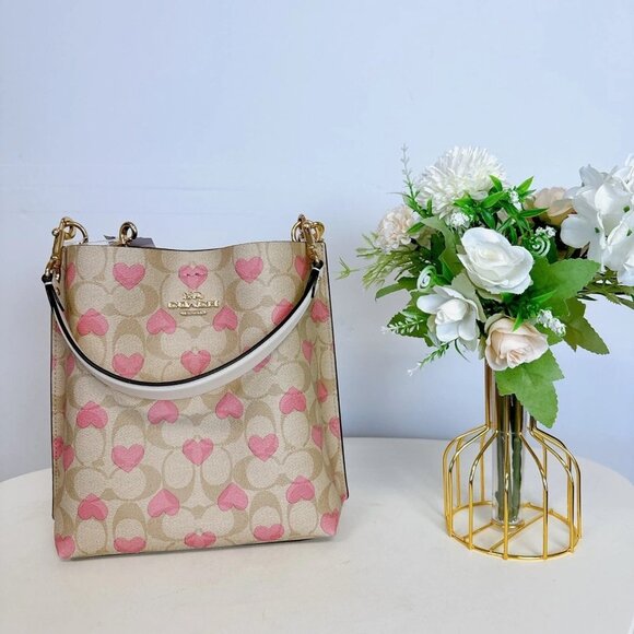 Coach CP056  Mollie Bucket Bag22 In Signature Canvas IN Light Khaki Chalk Multi - Picture 2 of 7